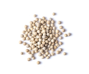 pepper corn isolated on white background. top view