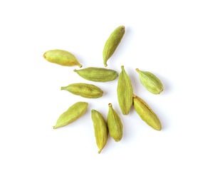 Top view of group of cardamom isolate on white background
