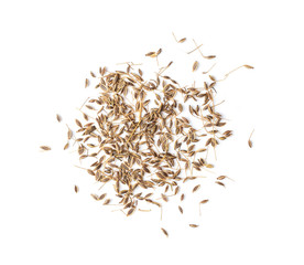 Caraway seeds isolated on white background. top view