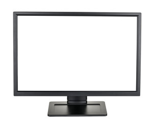 Computer monitor display with blank screen isolated clipping path