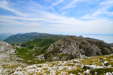 Biokovo  is the second-highest mountain range in Croatia, lalong the Dalmatian coast of the Adriatic Sea.