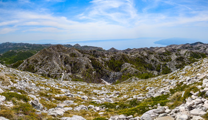 Biokovo  is the second-highest mountain range in Croatia, lalong the Dalmatian coast of the Adriatic Sea.