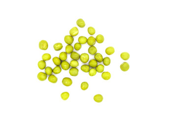 Green canned peas on a white background
