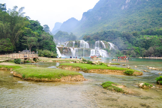 Ban Gioc Waterfall or Detian Falls, Vietnam's best-known waterfall located in Cao bang Border with China