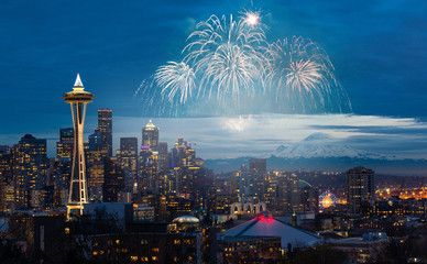 New years eve Fireworks Display at Seattle.