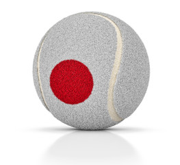 Tennis ball with Japan flag texture, Japan tennis ball, 3D illustration
