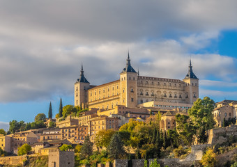 Fototapeta na wymiar The Alcazar of Toledo, a historical stone fortification located in the highest part of Toledo, Castile-La Mancha, Spain. 