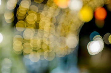 Colorful lights On New Year's Day, Bokeh circle lights, background image with copy space.