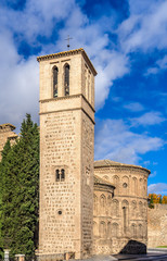 Fototapeta na wymiar Santiago del Arrabal church in Toledo, Spain, built in 1245–48 on the site of an older church and a mosque in the Mudejar architectural style.