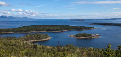 Aerial view of islands in the Kandalaksha Bay of the White Sea