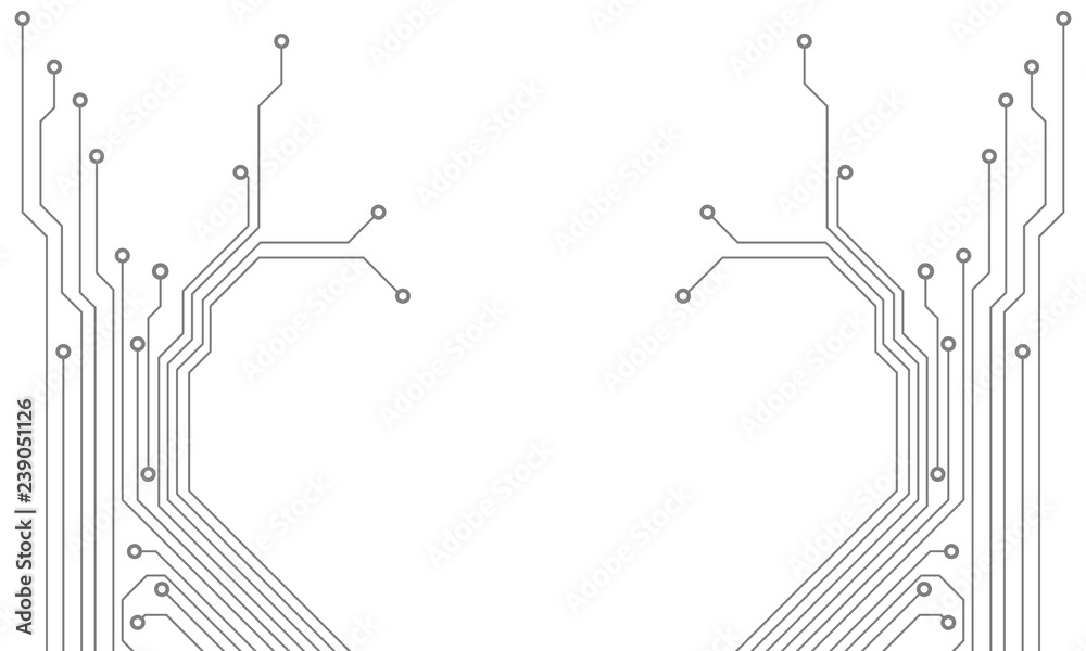 Poster Circuit Board Technology Information Pattern Concept Vector Background. Grayscale Color Abstract PCB Trace Data Infographic Design Illustration.