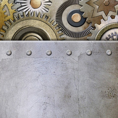 metallic gears background, 3D illustration