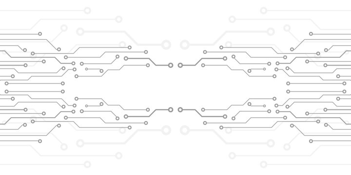 Circuit Board Technology Information Pattern Concept Vector Background. Grayscale Color Abstract PCB Trace Data Infographic Design Illustration.