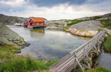 Fototapeta na wymiar rough landscape on Väderö Island in the western Skerries of Sweden west coast, Scandinavia