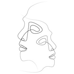 Abstract face one line