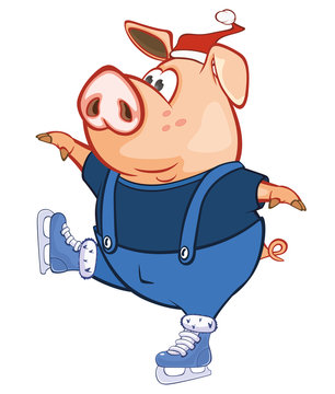 Vector Illustration of a Cute Pig. Cartoon Character 