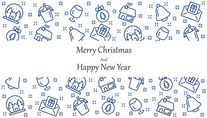 Christmas and Happy New Year background, christmas icons
