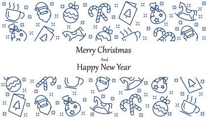 Fototapeta na wymiar Christmas and Happy New Year background, christmas icons
