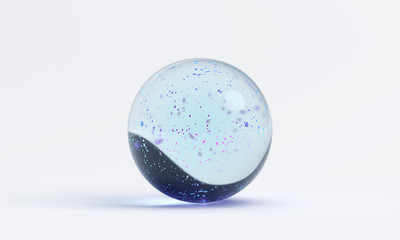 Abstract 3d rendering of a sphere on white surface, geometric shape, modern background design