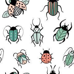 Seamless pattern with decorative insects