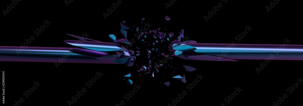 Poster abstract 3d rendering of broken line. modern background design with cracked shape