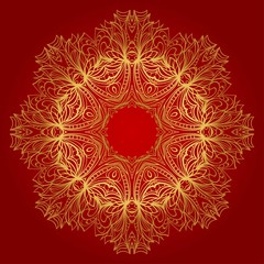 Pattern of mandala. Vector illustration. Modern Decorative floral color mandala. Decorative Cicle ornament. Floral design.