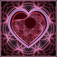 Valentine's day pattern with heart. Template Greeting Card, Invitation Or Posters. Vector Illustration.