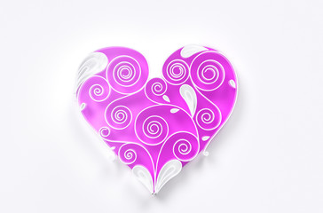 Heart pink shape twirl ornament, love concept, 3d rendering