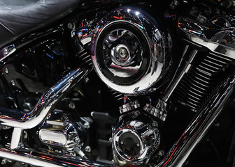 Closeup of a motorcycle engine