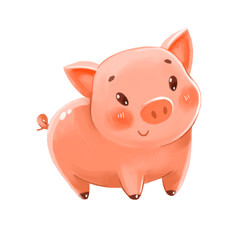 Cute pig. Can be used as a symbol of the New Year or Piggy Bank