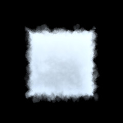 3d rendering of a white bulky cumulus cloud in shape of square on a black background.