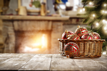 Table background and fireplace 