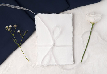 Navy blue wedding mockup with ribbons