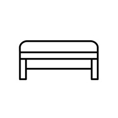 Upholstered bench. Entryway patio furniture. Vector line icon