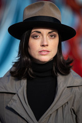Fototapeta premium Fashionable woman wearing a stylish hat