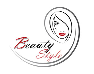 Beautiful woman vector logo template for hair salon, beauty saloon, cosmetic procedures, spa center. Vector logo template for hair salon