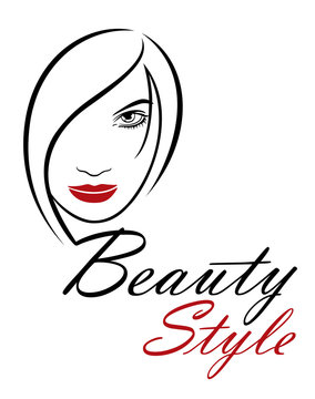 Beautiful woman vector logo template for hair salon, beauty saloon, cosmetic procedures, spa center. Vector logo template for hair salon