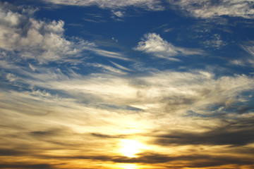 Naklejka na ściany i meble photo of sunset sky with clouds.