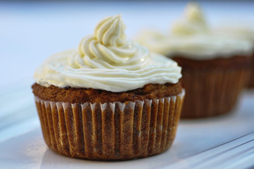 Apple Banana Cup Cake with sweet cream topping