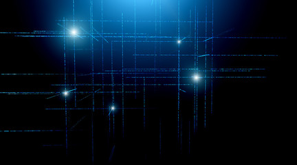 Digital binary code matrix background - 3D rendering of scientific technology data binary code network conveying connectivity, complexity and data flood of modern digital age