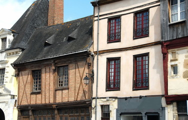Ville de Laval, maisons à colombages dans le centre historique, département de la Mayenne, France