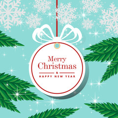 Merry Christmas and Happy New Year card and sale discount with beautiful snowflakes. Vector background.