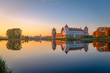Fototapeta na wymiar Mir castle in the sunsetlight. Belarus