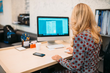 Female business person at the desk in office