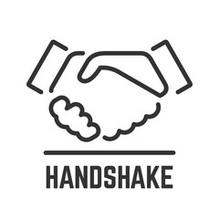 Vector handshake or partnership business deal outline isolated icon of two shaking hands for relationship team and agreement illustration.