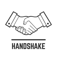  Vector handshake or partnership and friendship flat isolated drawing icon of two shake hand for business agreement and relationship concept.