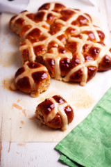 apple and cinnamon hot cross buns..traditional easter pastries.
