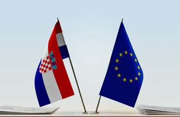 Flags of Croatia and European Union © Oleksandr