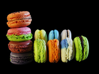 macaroon on black background