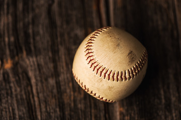 baseball on wood top view